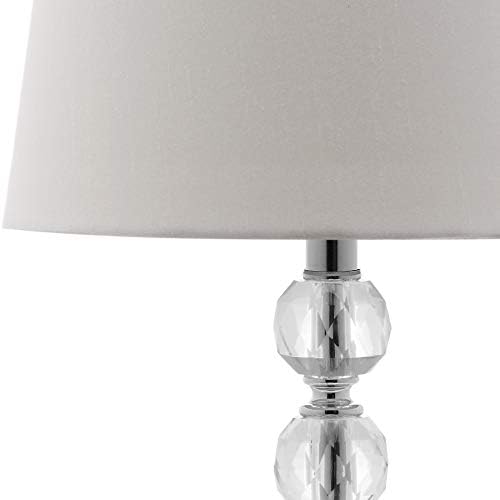 SAFAVIEH Lighting - Nola 16-Inch Crystal Ball Table Lamp Set of 2 - White Fabric Shade - Stacked Body Design - Ideal for Living Room, Bedroom, Entryway, Office - LED Bulbs Included (LIT4123C-SET2)
