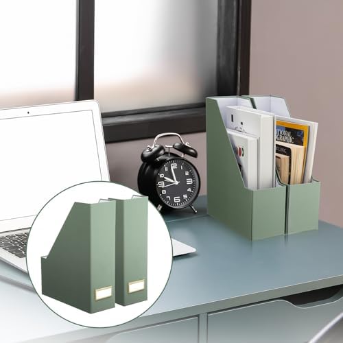 Feifeiya Magazine Holder Set of 6 Cardboard File Holder Desk, Sage Green