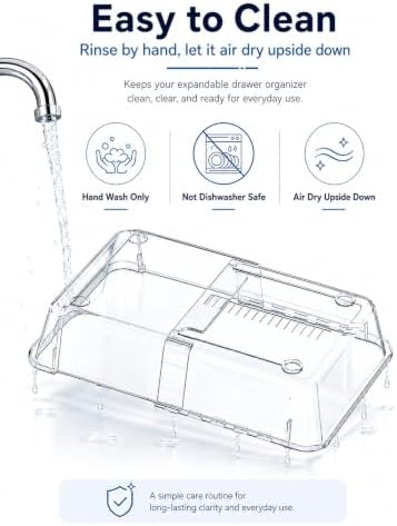 20 PCS Adjustable Expandable Clear Plastic Drawer Organizers 3-Size Set