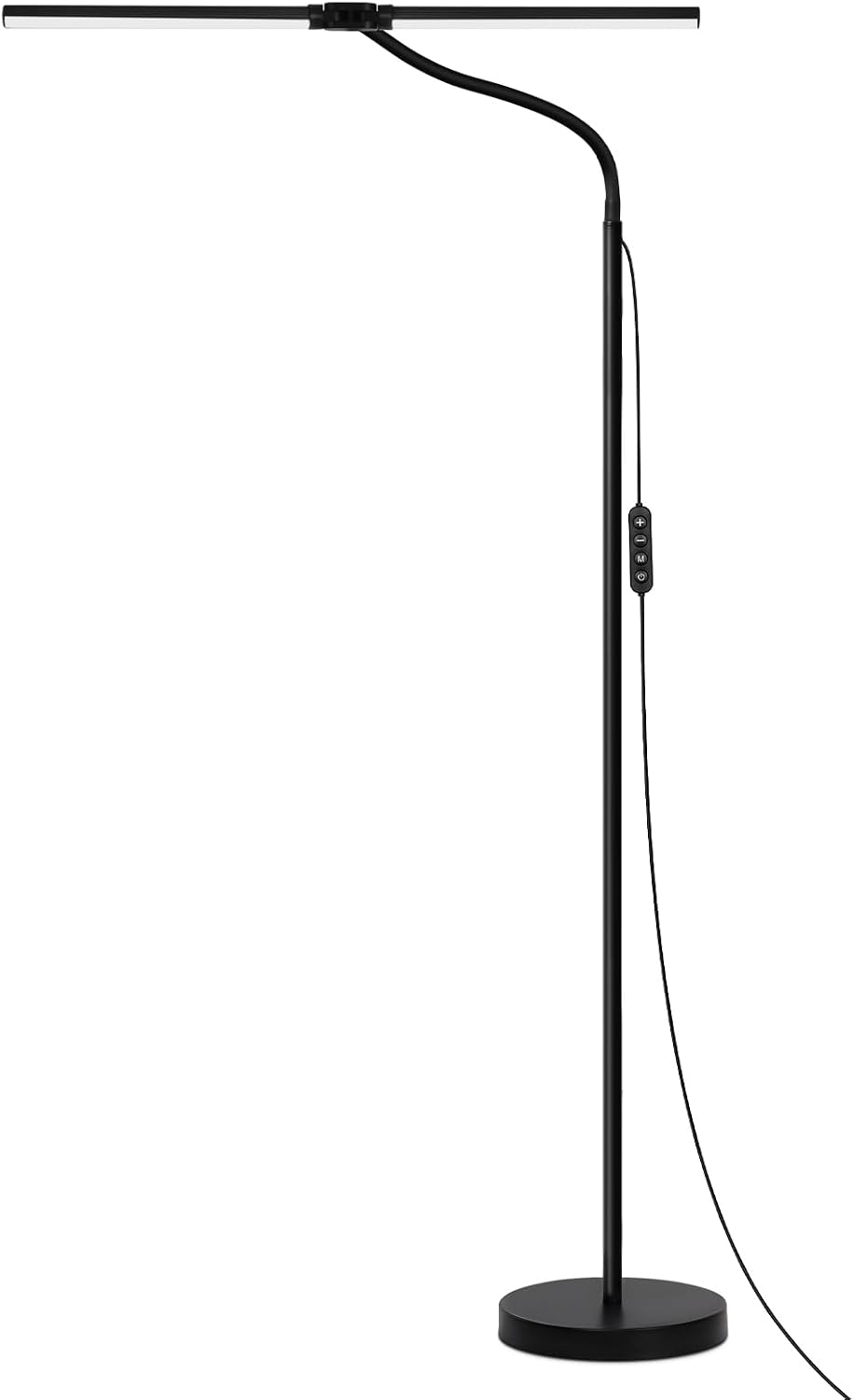 24W/2600LM LED Floor Lamp, Bright Reading Floor Lamps with Dual Head Adjustable Gooseneck, Dimmable Standing Task Lamp for Office Living Room Bedroom, Modern Eye Caring Light for Puzzle Craft Sewing