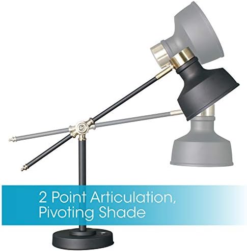 OttLite Balance LED Desk Lamp with USB Port, Black with Gold Accents
