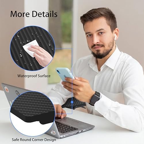 suptek Ergonomics Desk Extender Tray, 9.5"x9.1" Clamp on Table Mount Arm Wrist Rest Shelf, 90° Foldable Computer Arm Rest for Desk, Carbon Fiber, DSF3