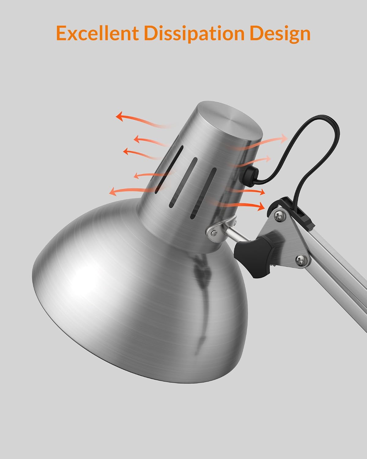 LEPOWER Metal Adjustable Desk Lamp with Clamp, Swing Arm for Home Office