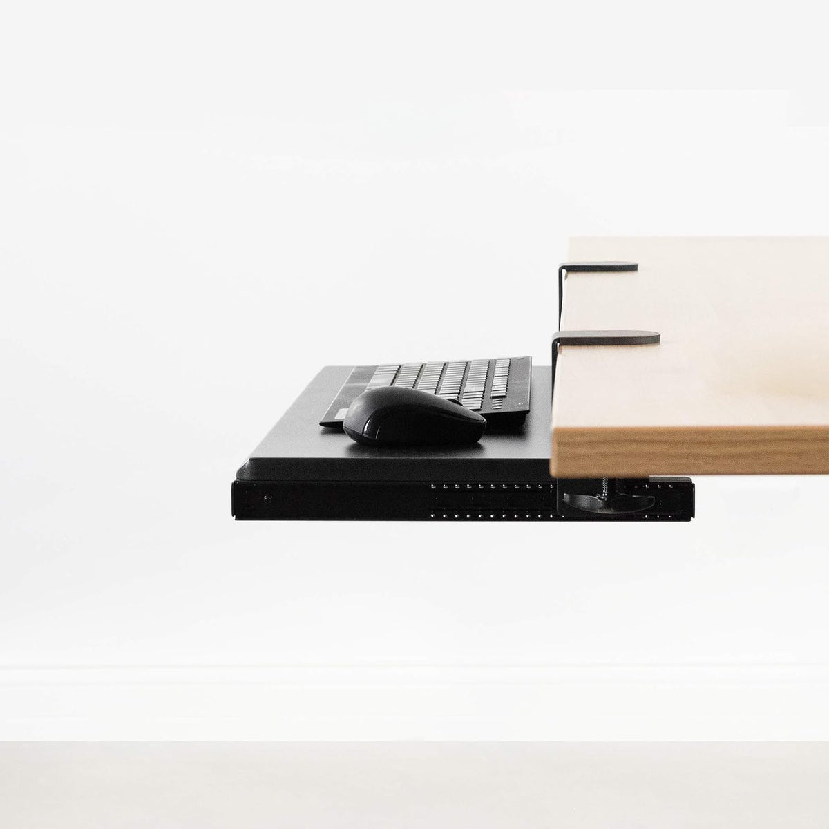 VIVO Black Clamp & 12" Rail Set for DIY Wooden Keyboard Trays, MOUNT-RAIL02