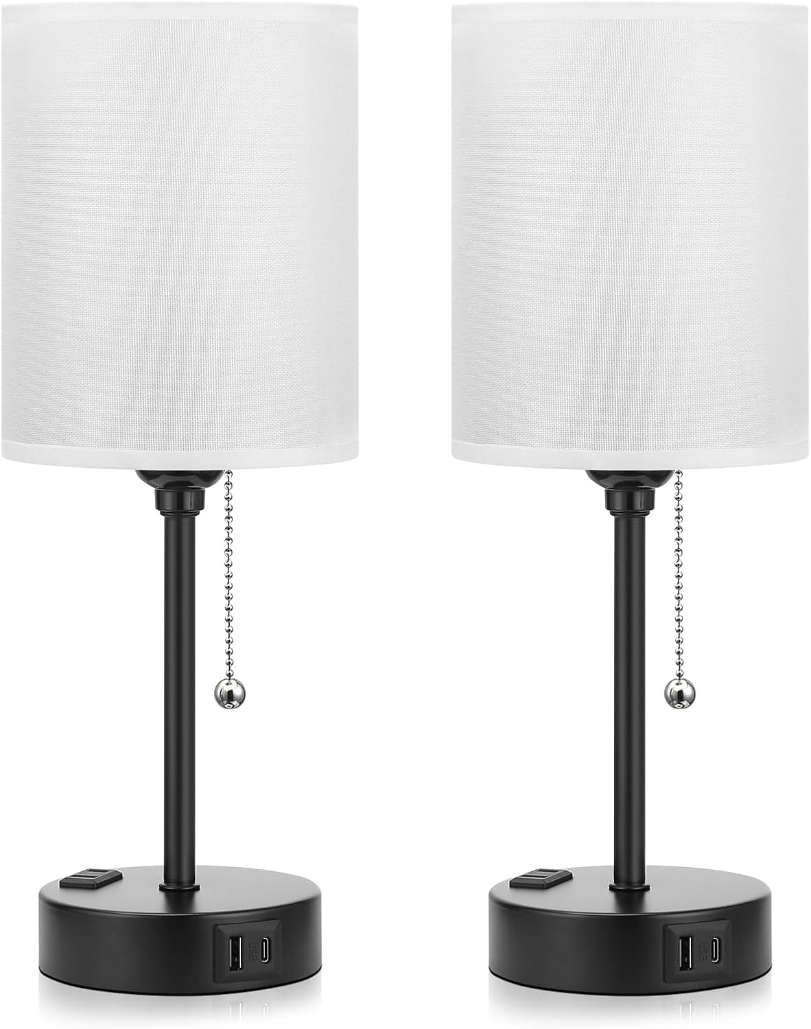 Bedside Table Lamp for Bedroom Set of 2, Small Desk Lamp with USB Ports