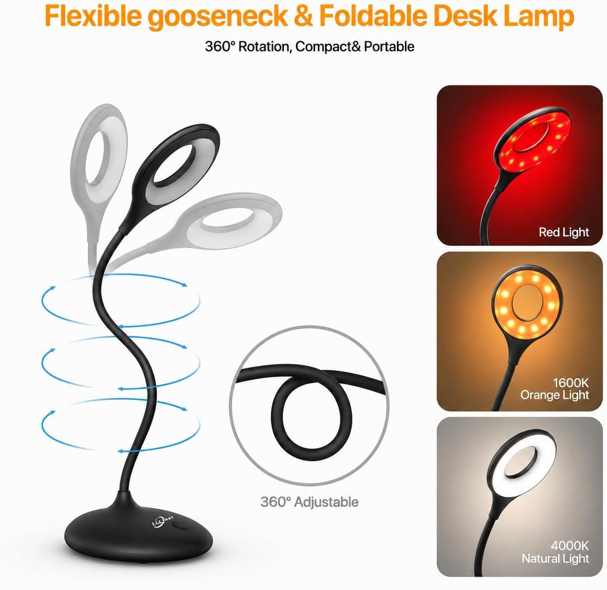 670nm Red Light Therapy Desk Lamp for Reading Sleep in Bedroom Dorm