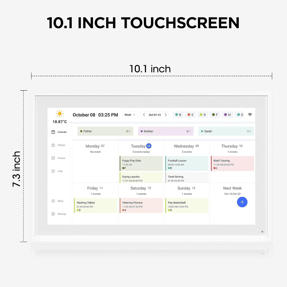10.1 Inch Smart Digital Calendar, Electronic Desk Calendar, 1920 * 1080 IPS Full HD Touch Screen Display for Family Meal Planner Support - Seamless Scheduling