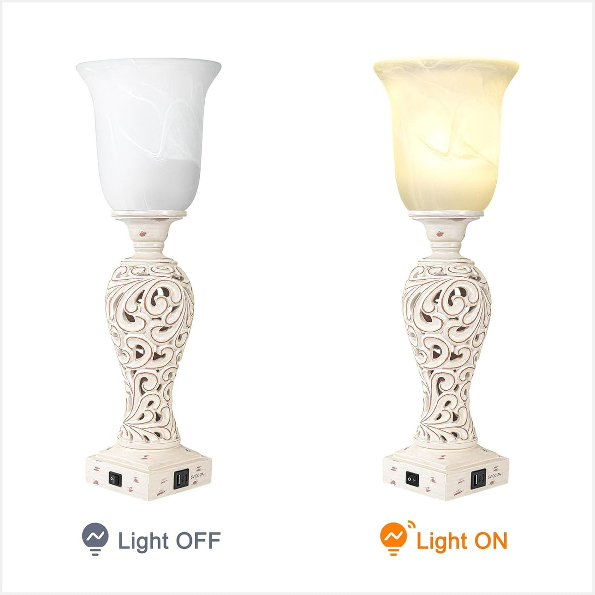 Bedside Table Lamps for Bedroom Set of 2, 3-Way Dimmable Nightstand Lamps