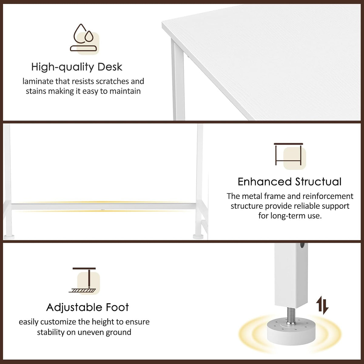 DAOUTIME White Computer Desk, 36 Inch Small Desk with Drawers, Home Office Desk with Storage Shelves for Bedroom, Living Room, Dorm, Vanity Desk for Small Spaces, White