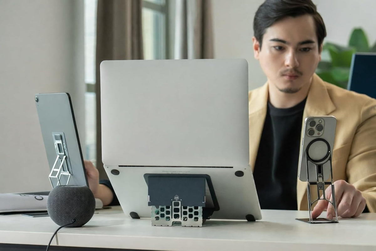Invisible Laptop Stand, Stick-On 6-Level Riser for Mobile Work