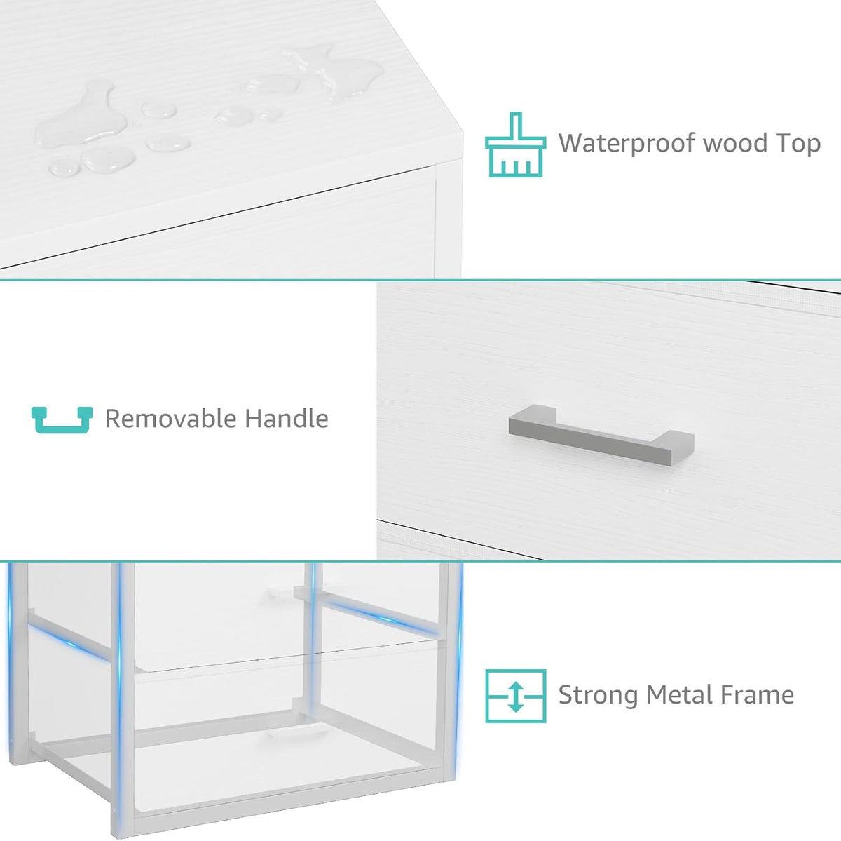 BOLUO Closet Drawers White 3 Drawer Dresser for Closet Organizers and Storage Bedroom Dorm Modern