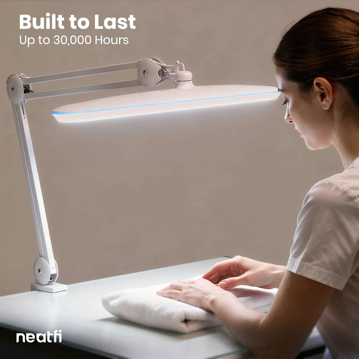 Neatfi LED Desk Lamp, 2200 Lumens, 24W, 23" Wide, Non-CCT (White)