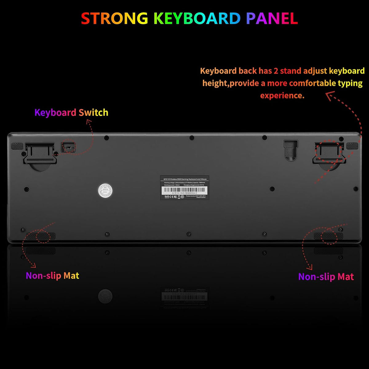 Wireless RGB Gaming Keyboard and Mouse - Rechargeable RGB Backlit,Long Battery Life,Mechanical Feel,7 Color Gaming Mouse for PC Game and Work