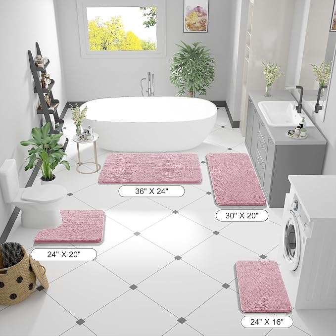 OLANLY Bathroom Rugs 30x20, Extra Soft Absorbent Chenille Bath Rugs, Rubber