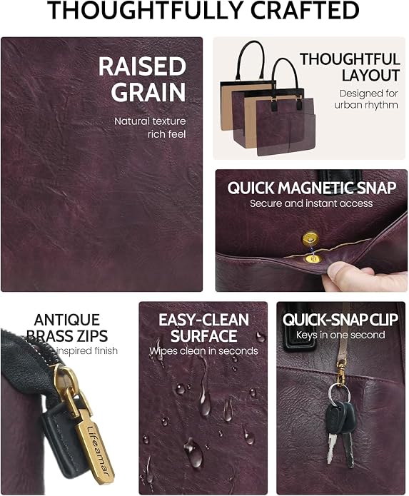 Laptop Tote Bag for Women, Leather Work Tote