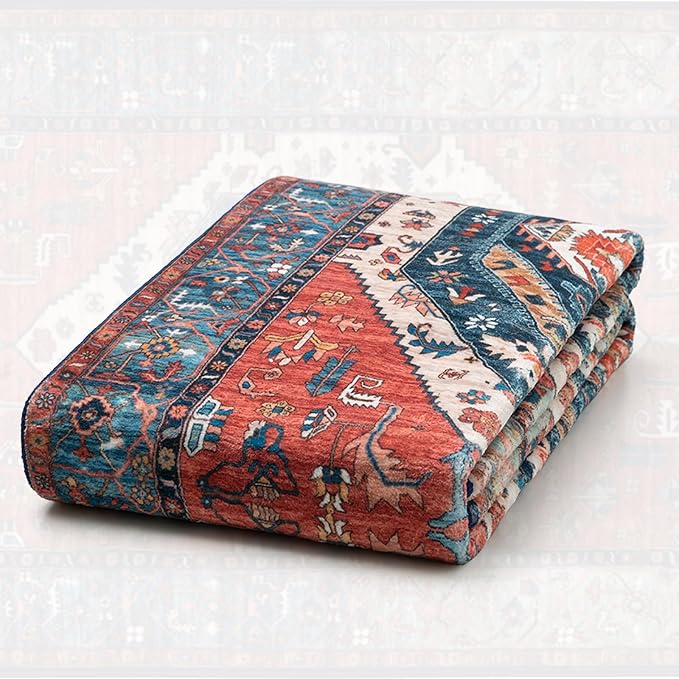SERISSA Boho Washable Runner Rug, 2x5 Non-Slip Vintage Rust Hallway Kitchen