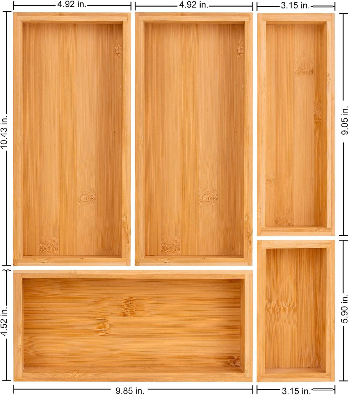 bamboo drawer organizer Set,expandable drawer dividers,wooden storage organizers,drawer organizers for kitchen, bathroom,flatware,Tea Bag Organizer (2 X 5PCS Natural)
