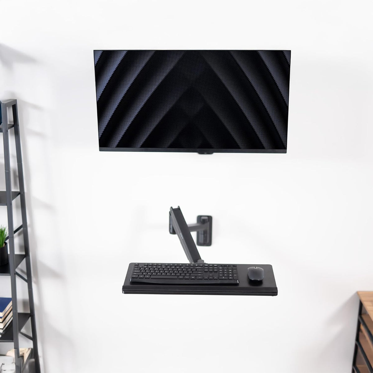 VIVO Black Pneumatic Arm 24 x 10 in Keyboard Tray Wall Mount, MOUNT-KB35C