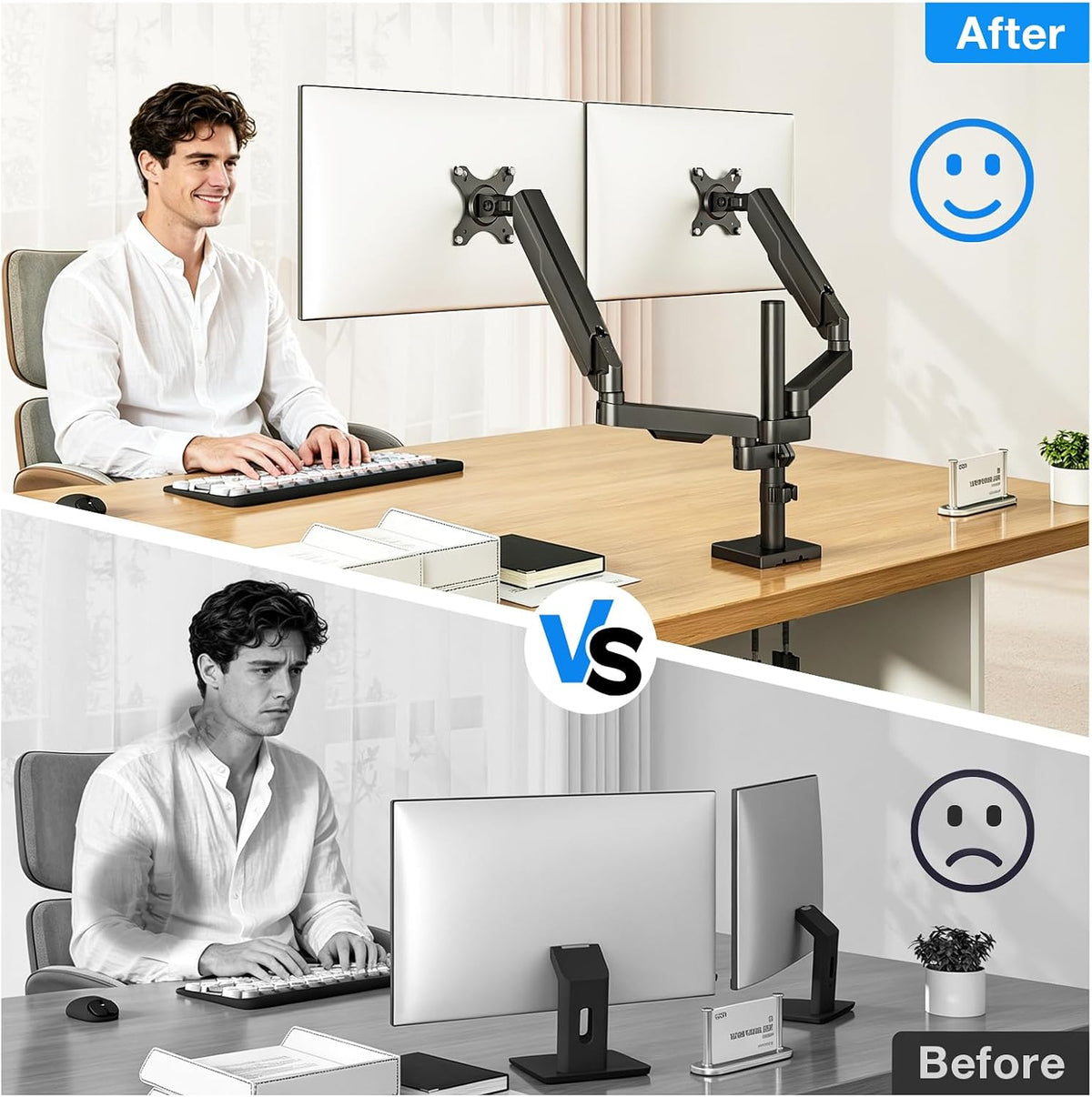 Rfiver Dual Monitor Stand Desk Mount for 17-34" Screens Holds up to 22lbs