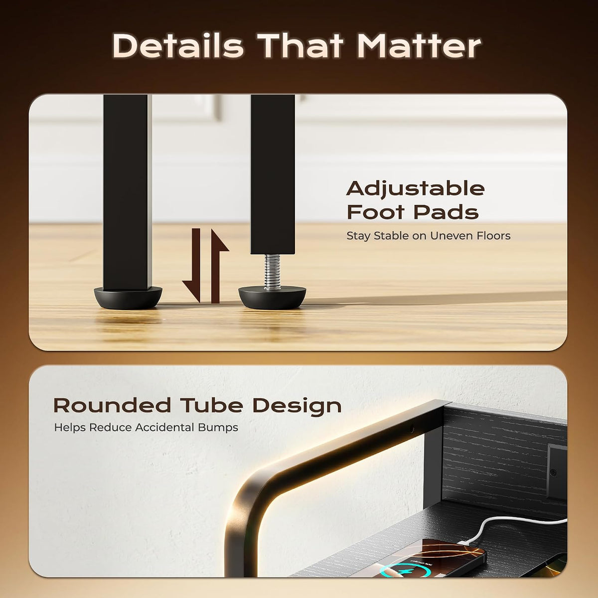 Huuger Nightstands Set of 2, Night Stand, Charging Station, USB-C Ports