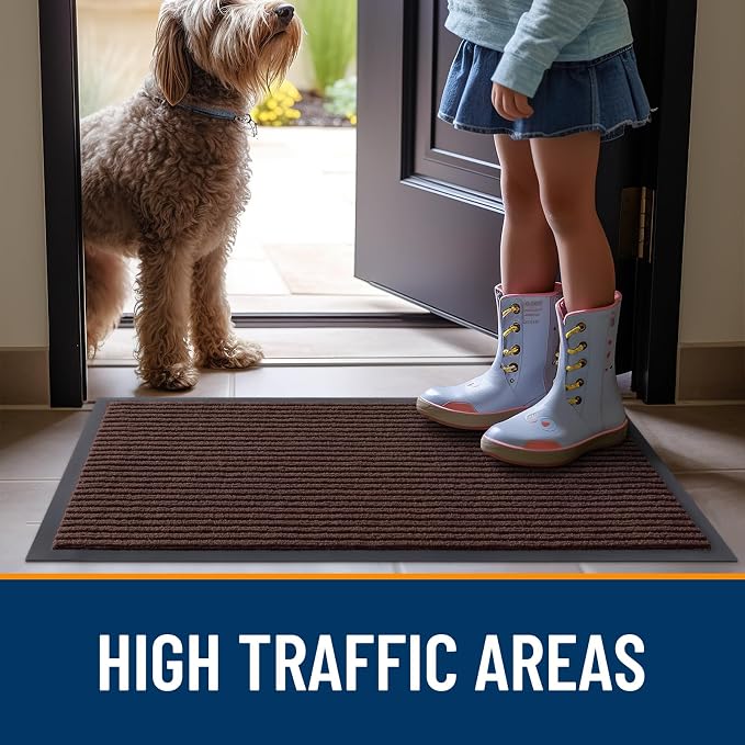 OLANLY Front Door Mat Indoor Outdoor Entrance, Waterproof Heavy Duty Doormat