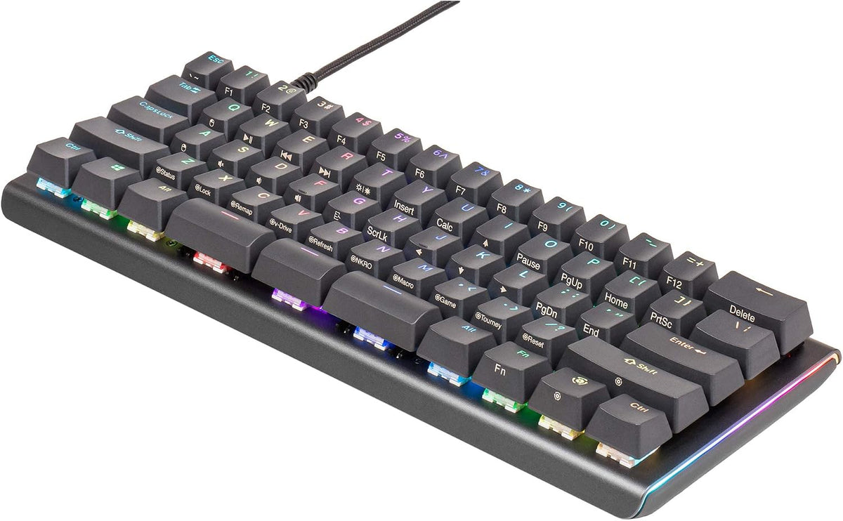 KINESIS Gaming TKO Mechanical Keyboard | Linear Red Switches | 60% Layout | Split Spacebar | Hotswap | PBT Keycaps | Aluminum Body | SF Shock Limited Edition Travel Case