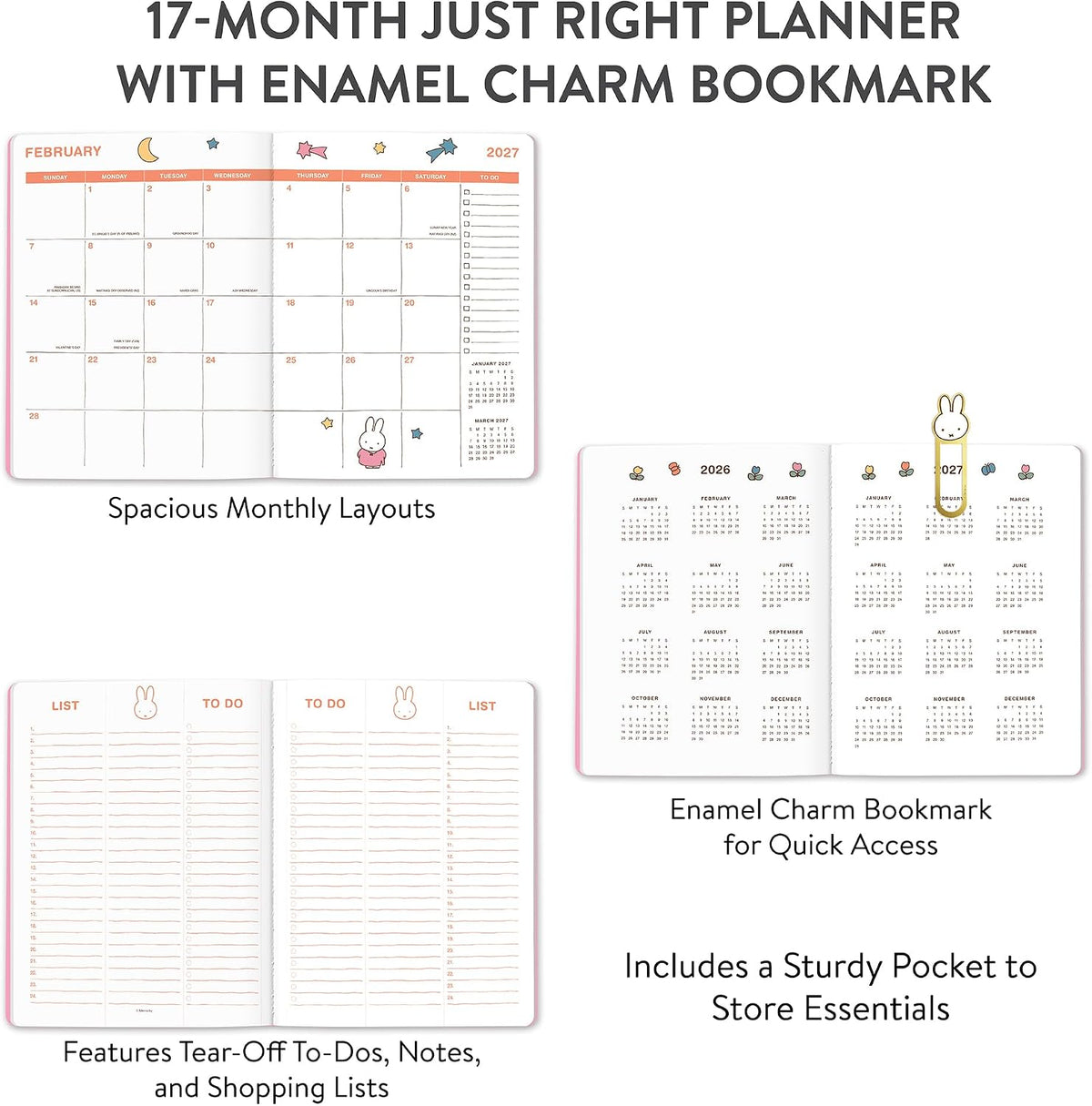 2027 Just Right Monthly Planner, 7.5 x 9.75", Miffy A Year in Color