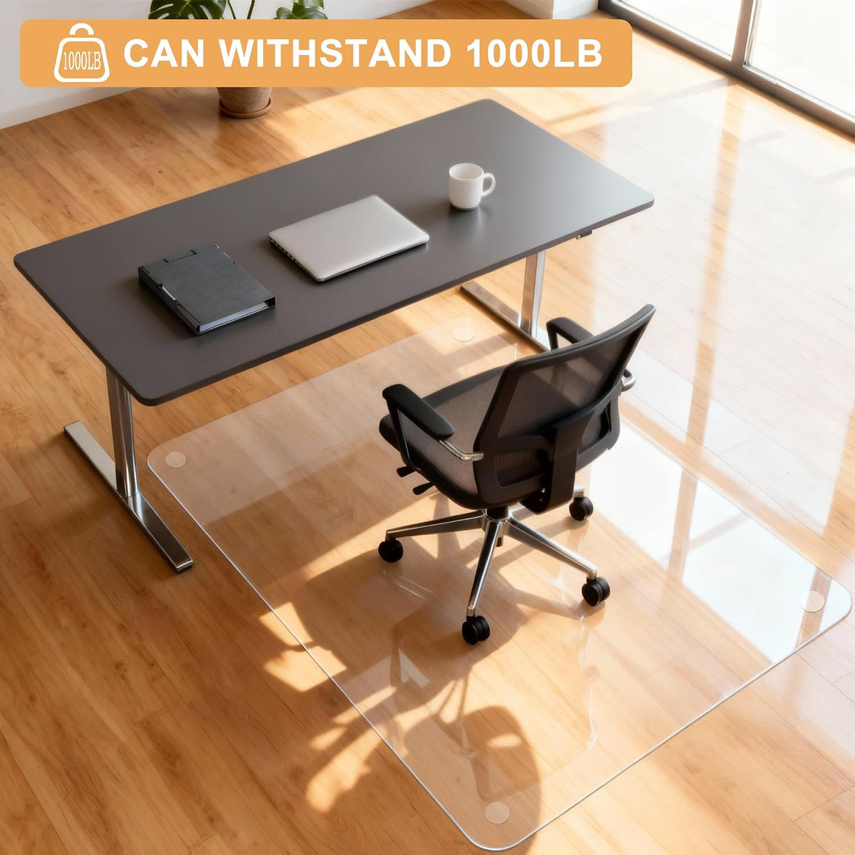 Azadx Tempered Glass Chair Mat for Carpet 36" x 48" Heavy Duty Chair Mat