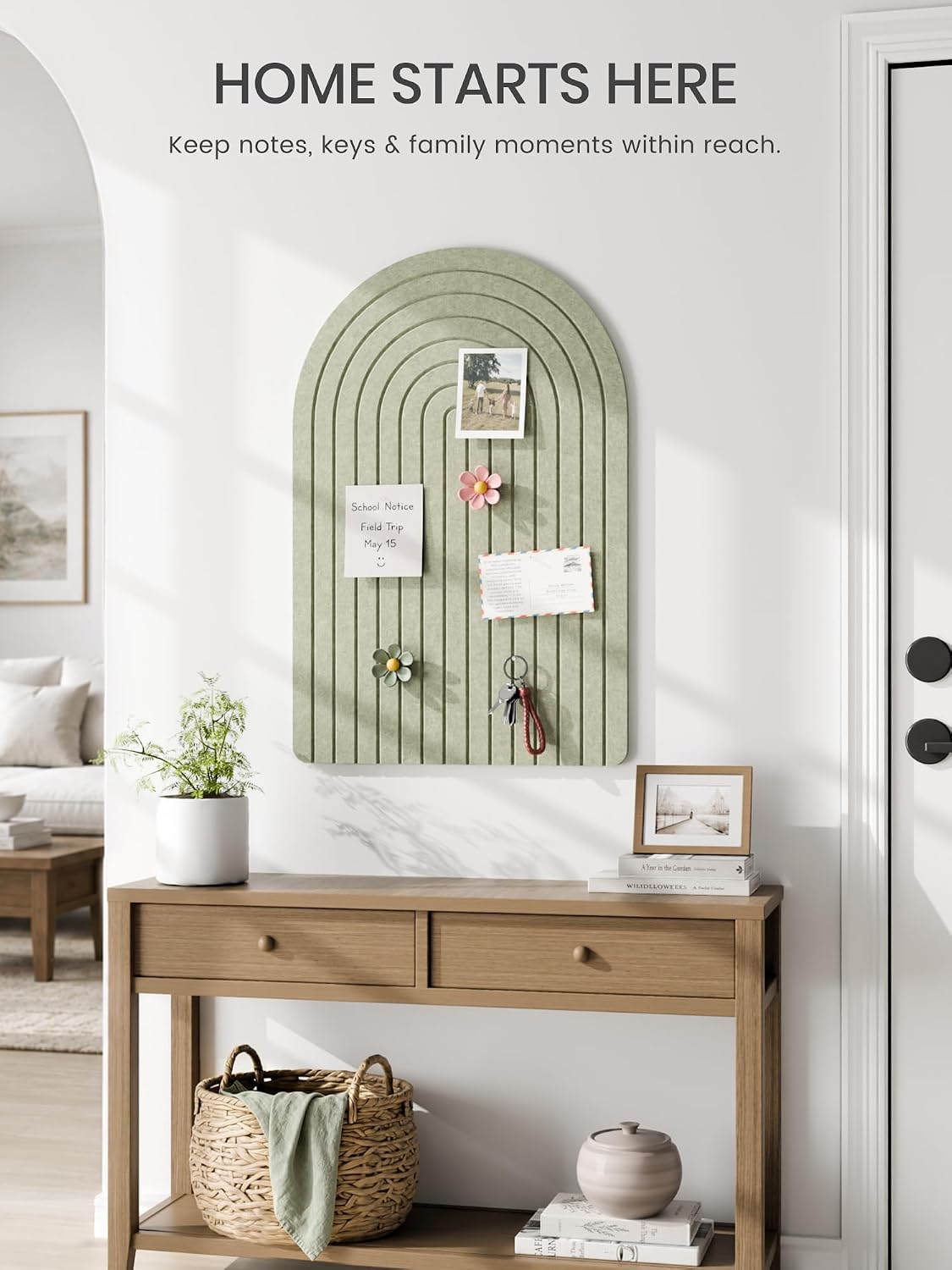 Large Arched Felt Bulletin Board 35.4''×23.6'', Sage