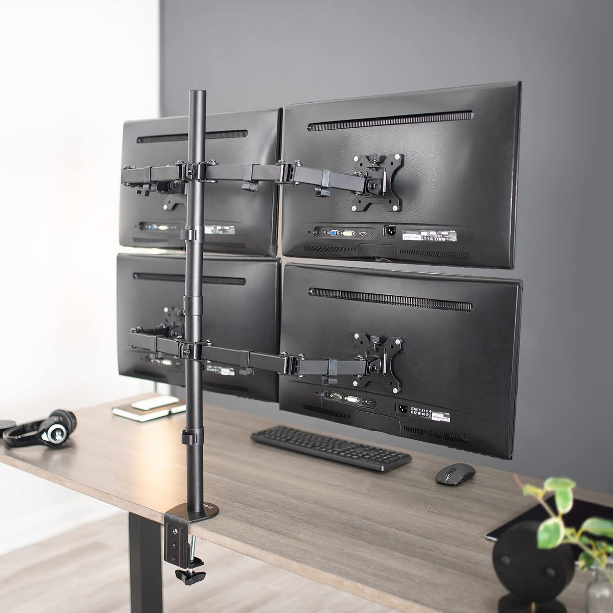 VIVO Quad 13 to 30 inch LCD Monitor Desk Mount | Adjustable 4 Screen Stand