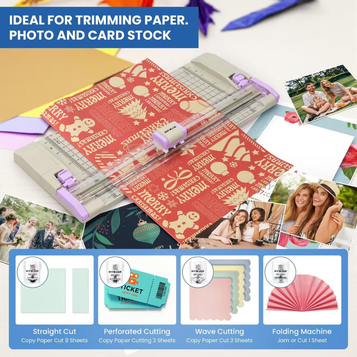 Paper Cutter Rotary Paper Trimmer, 12 Inch Paper Cutter for Cardstock, Scrapbooking, Crafts, 4 Functions with 5 Blades, Safety Guard, Side Ruler for Coupons, Photos, Labels, Grey (Grey)