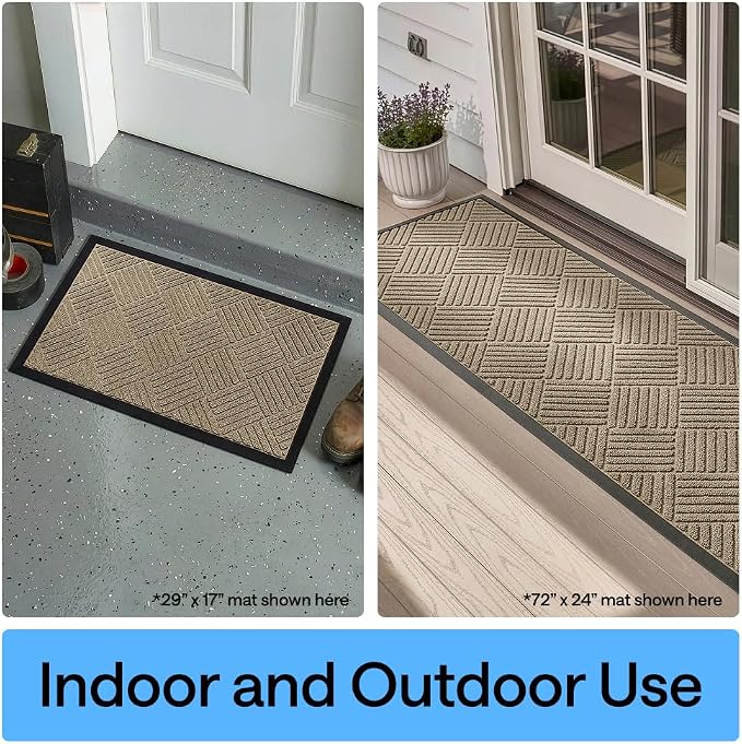 GORILLA GRIP 100% Waterproof All-Season WeatherMAX Doormat US Designed Natural