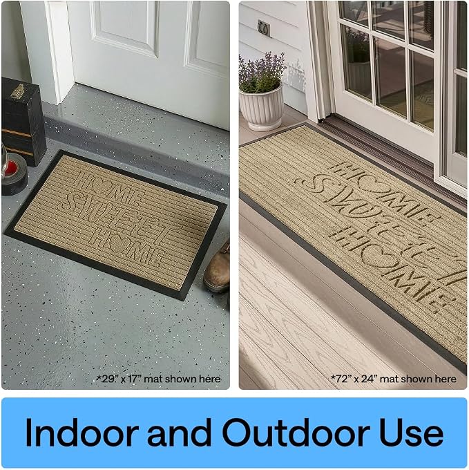 GORILLA GRIP 100% Waterproof All-Season WeatherMAX Doormat, US Designed Natural