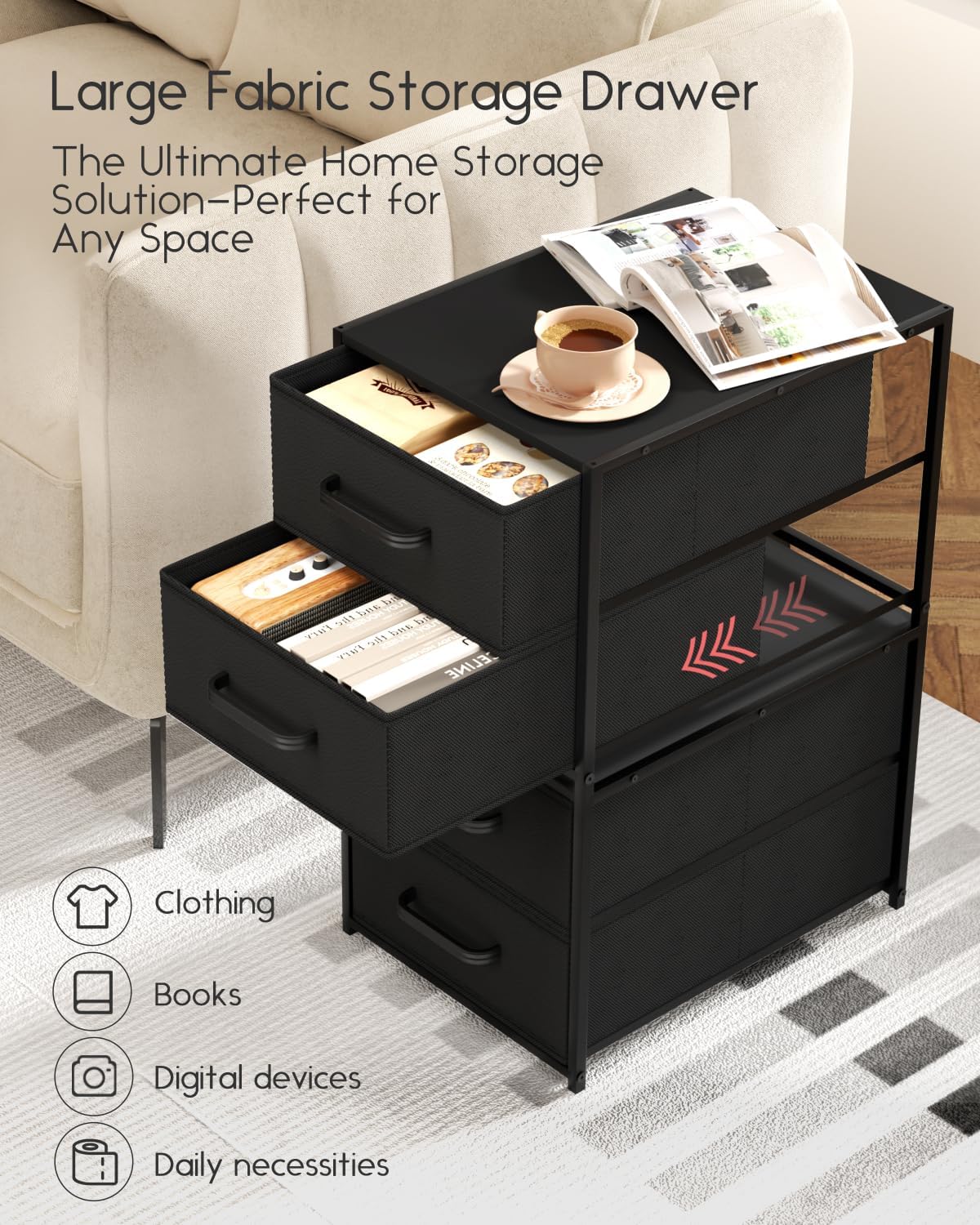Homsorout 2 Drawers for Closet -Small Fabric Dresser Closet Storage