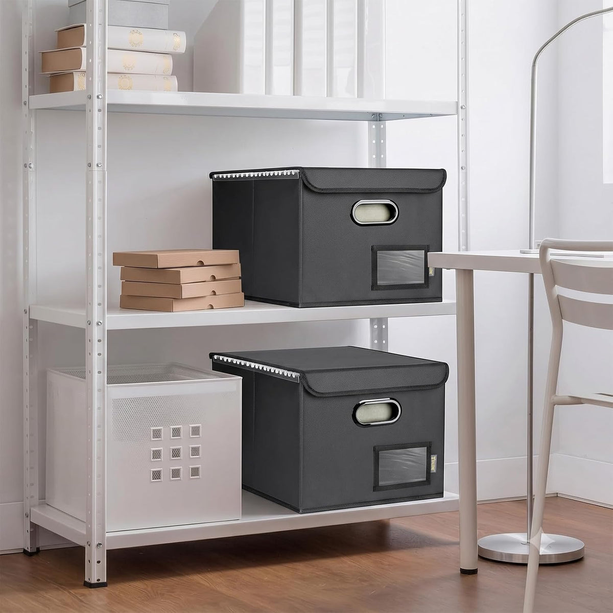 BALEINE File Organizer Box with Lid, Collapsible Hanging File Storage Box