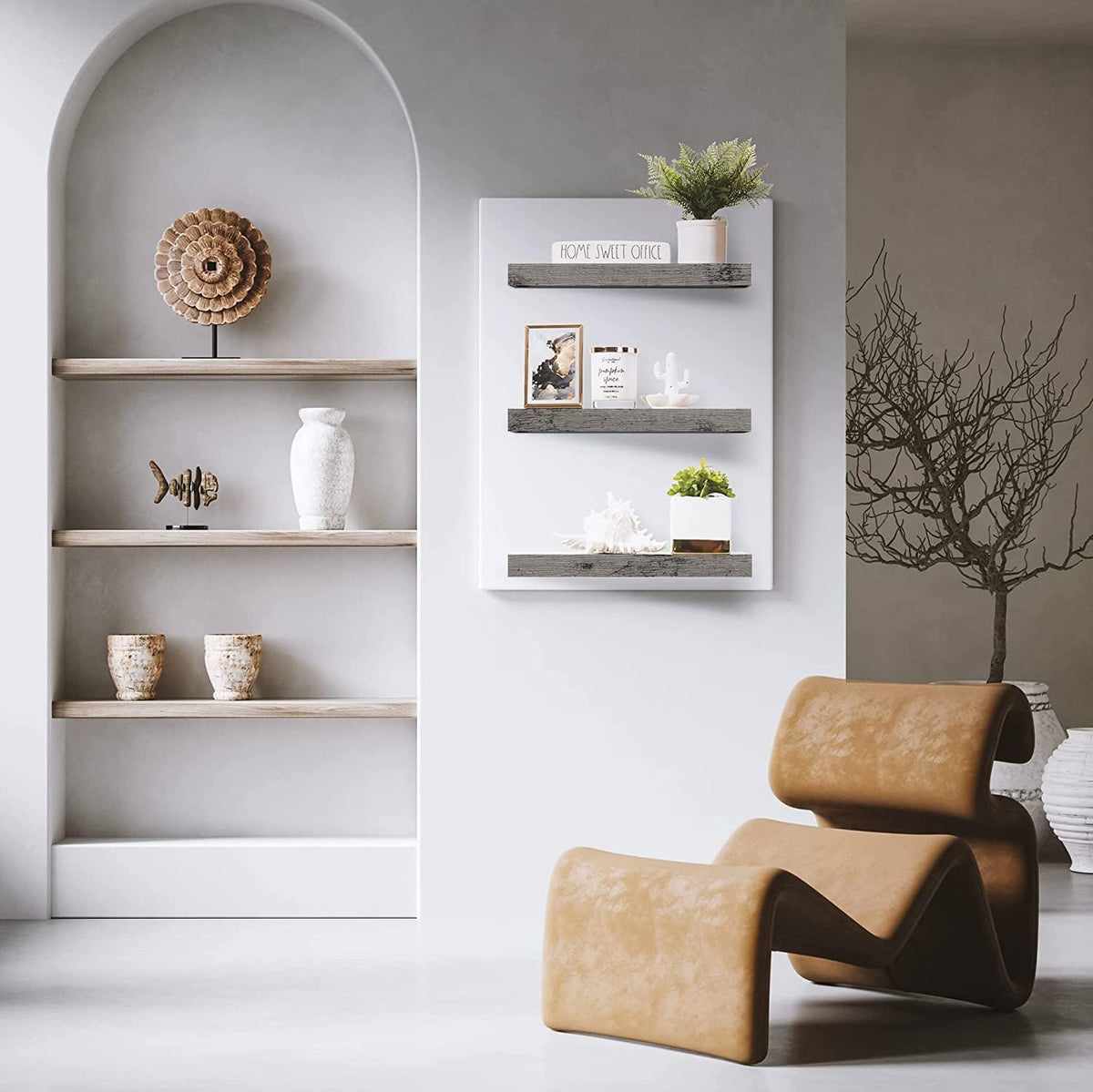 Sorbus 16 Inch Floating Shelves for Wall (3 Pack, Grey)