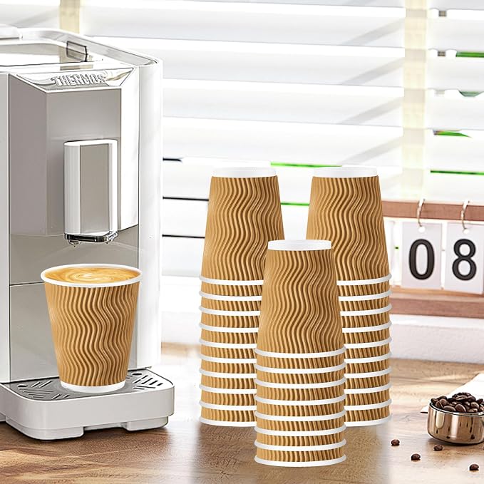 Lamosi 100 Pack Coffee Cups 10 oz, Disposable Paper Coffee Cups No Lids |
