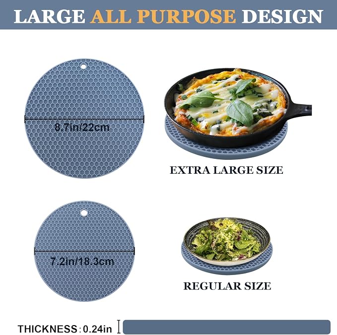 Silicone Trivets for Hot Dishes, Heat Resistant Non-Slip Silicone Trivet Mats