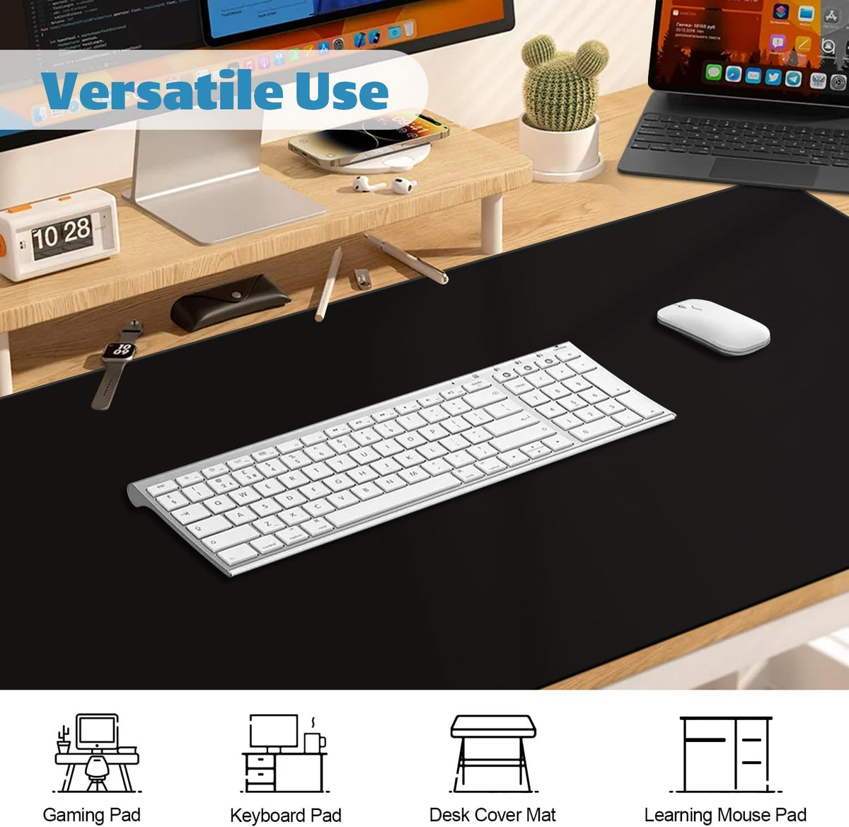YQE Huge Mouse Pad 3XL: 47.2 x 22.8'' Oversized Extended Desk Mat XXXL, Extra Large Big Gaming Mousepad for Full Desktop, Giant Mouse Pads Computer Desk Pad Thick | Black | Stitched Edge | Waterproof