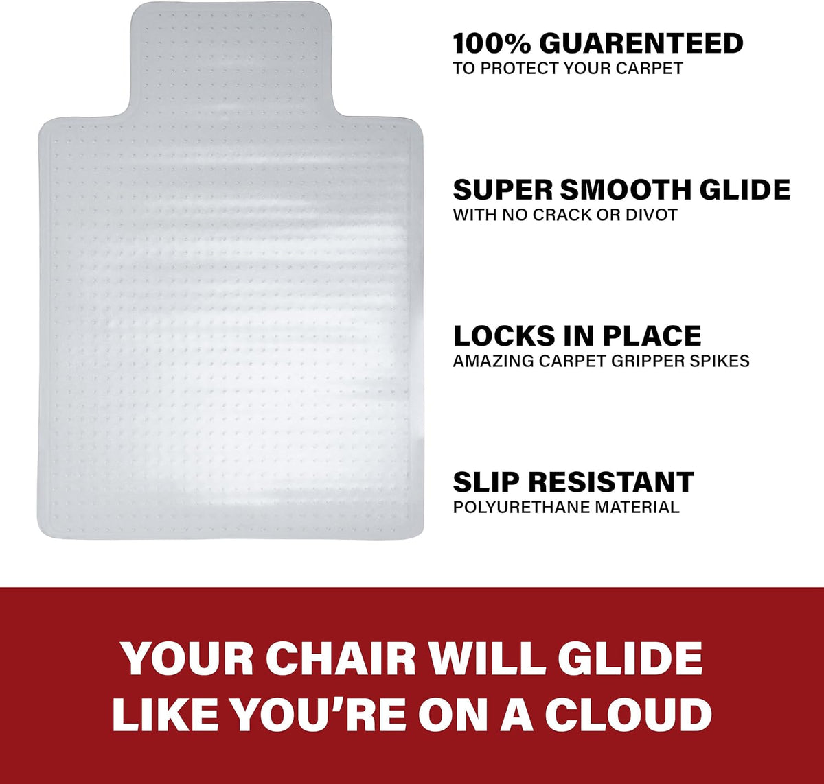 Romig Clear Hardwood Office Chair Mat (36×48″) – Anti-Slip Gripper Surface with Lip, Durable 2.2 mm Desk Chair Floor Protector
