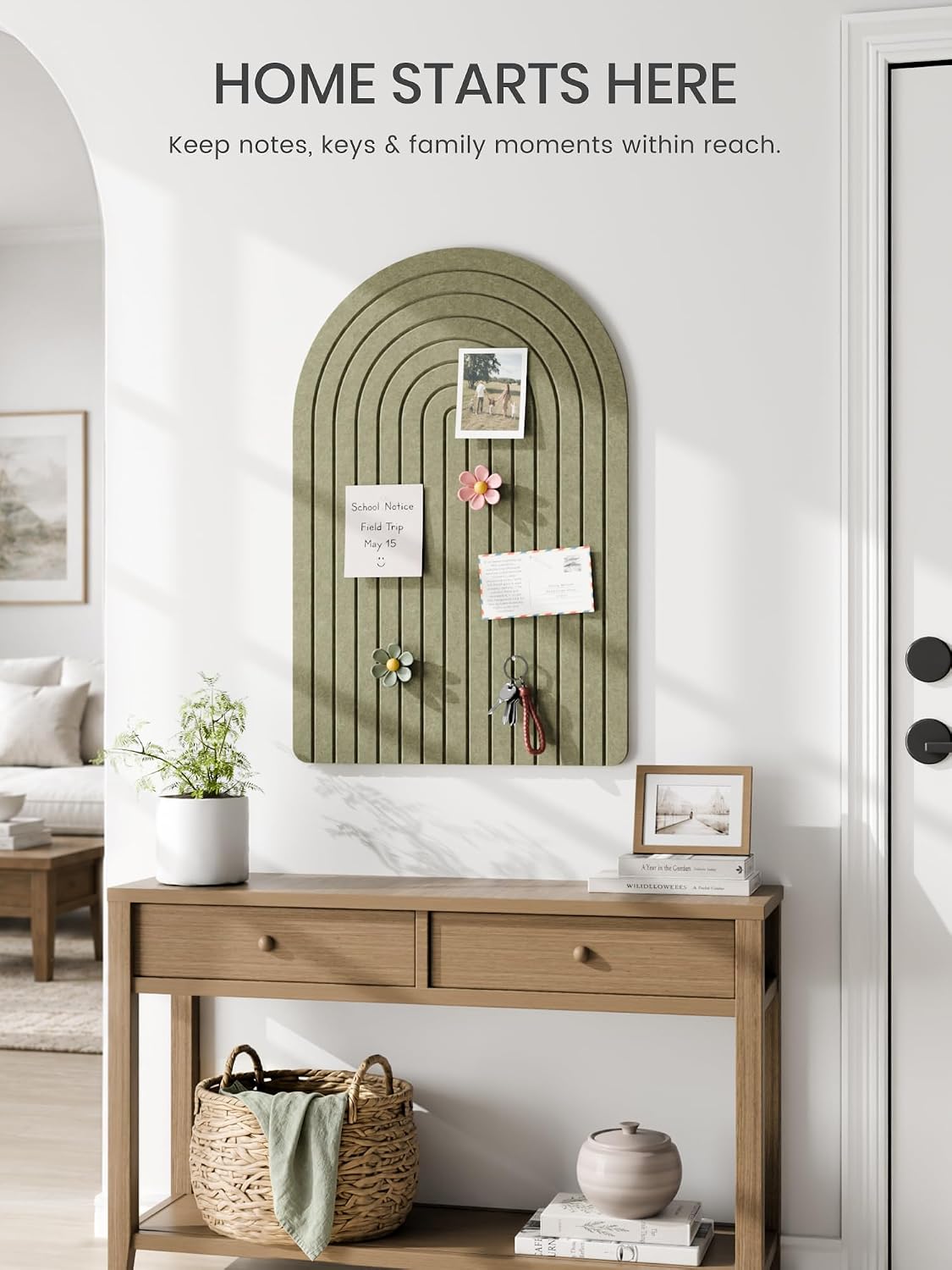 Large Arched Felt Bulletin Board 35.4''×23.6'', Seaweed