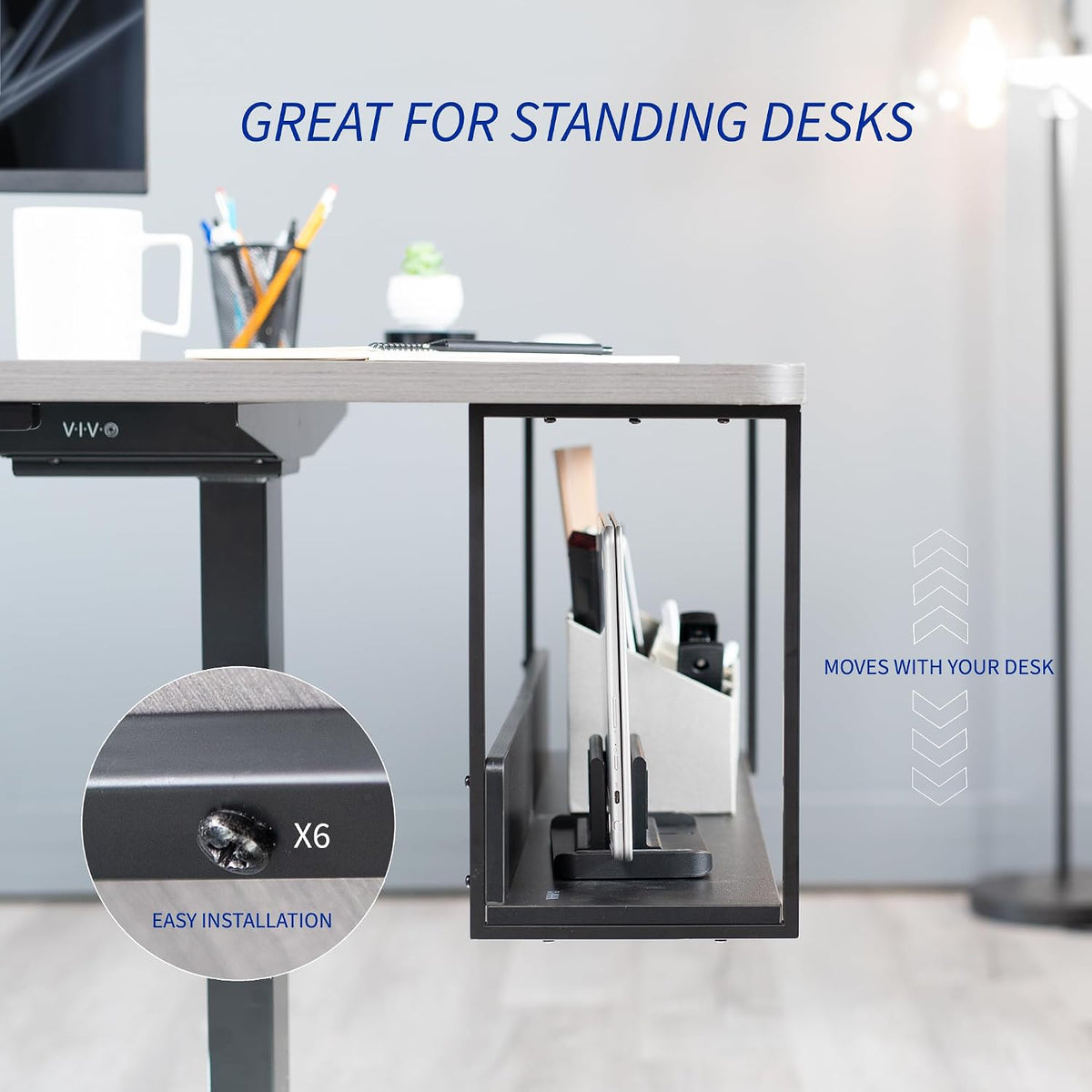 VIVO Black Under Desk 30 x 7 in Storage Shelf, DESK-SHELF30-UB