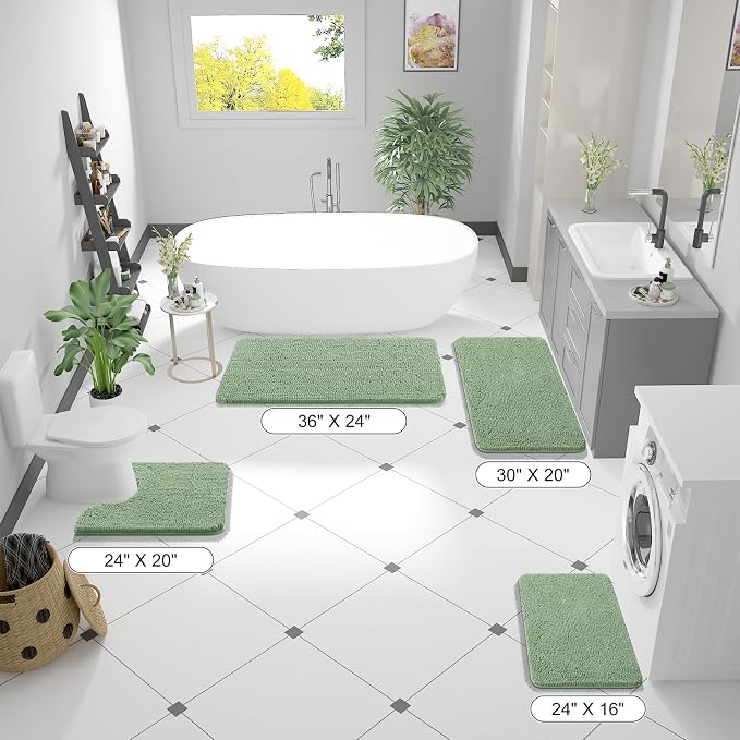OLANLY Small Bathroom Rugs 24x16, Extra Soft Absorbent Chenille Bath Rugs