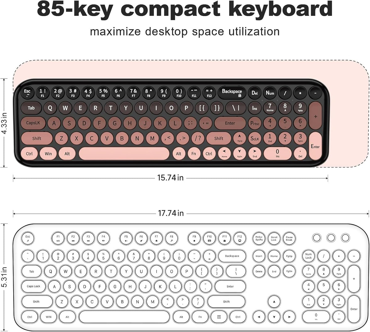 KNOWSQT Wireless Keyboard and Mouse Combo - BlackBerry-Gradient 2.4G Full-Size Typewriter Cute Colorful Keyboards - USB Plug and Play, for Windows, Laptop, Computer, PC, Desktop