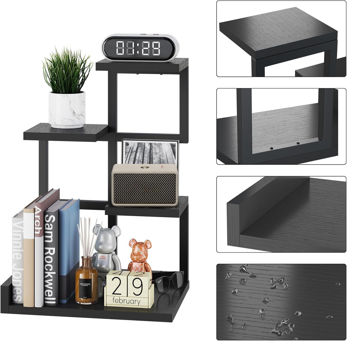 YMYNY 4 Tier Desktop Shelf Organizer 12.2x9.45x17.52 Black HSR007B