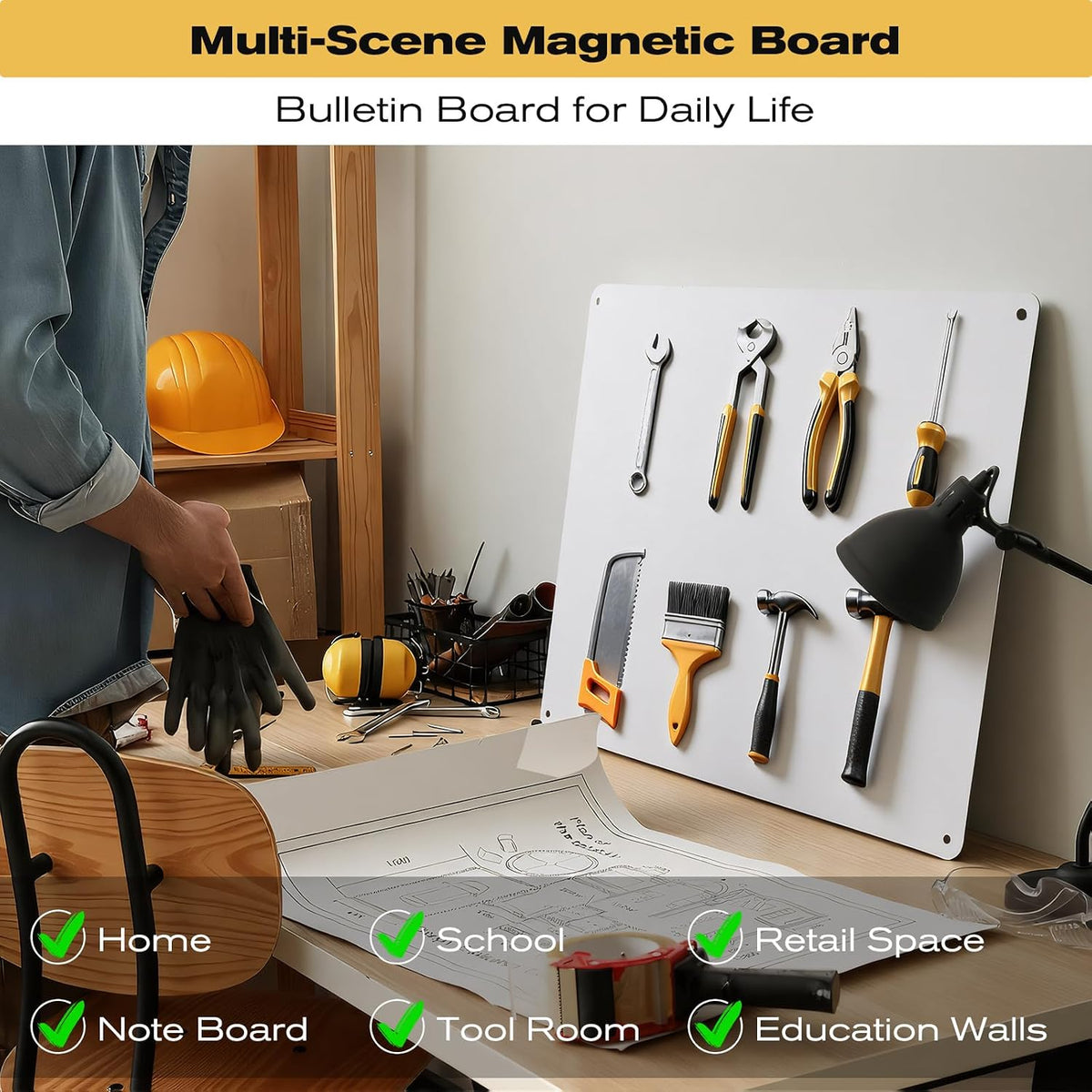24" x 36" Magnetic Board, Silver Magnet Bulletin Board to Display Magnetic Letters, Metal Board for Wall, Refrigerator Photo