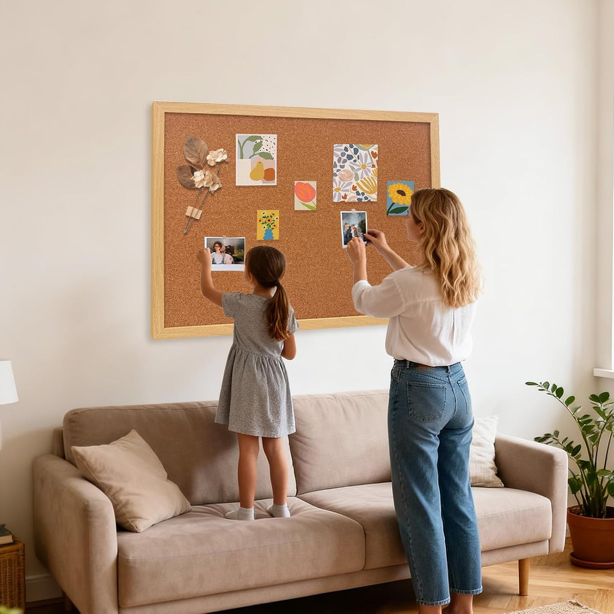 Cork Bulletin Board, 24 X 36 inches with Oak Wood Finish Frame, for Wall Office Home and School