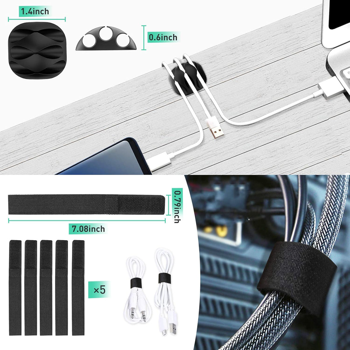 ENONCI Cable Raceway 154in Wire Covers Under Desk Cable Management 10-Pack
