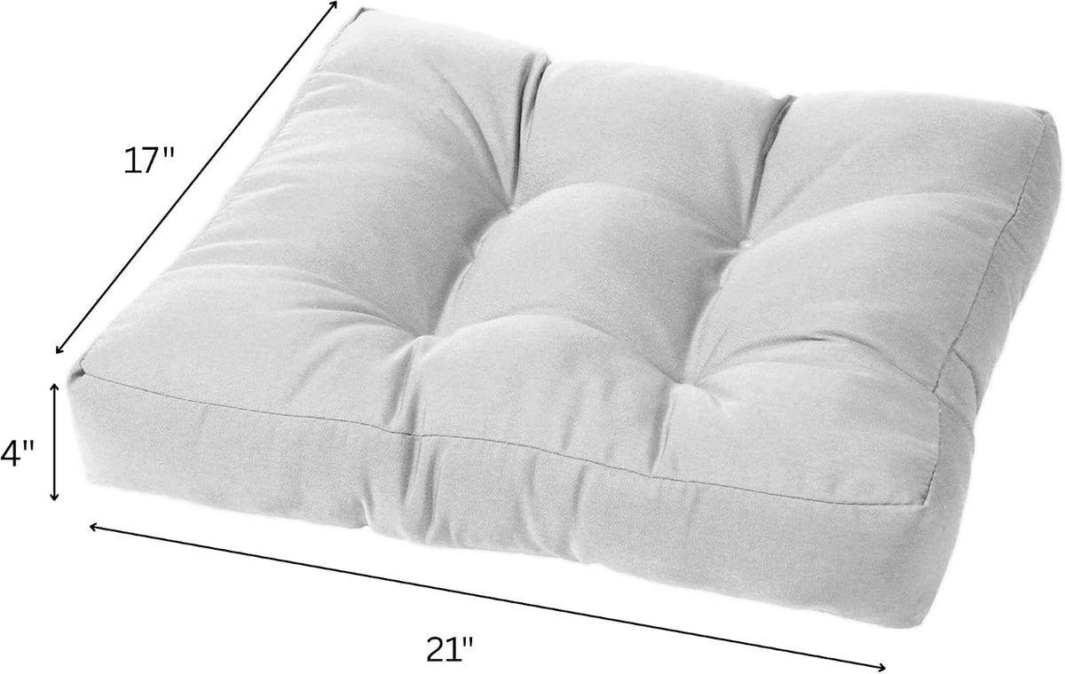 Cushion Source Tufted Ottoman Cushions, 21"X 17" Indoor and Outdoor Durable Tufted Cushion Made with Fade Resistant Sunbrella Fabric, Sunbrella Elements Cast Mist