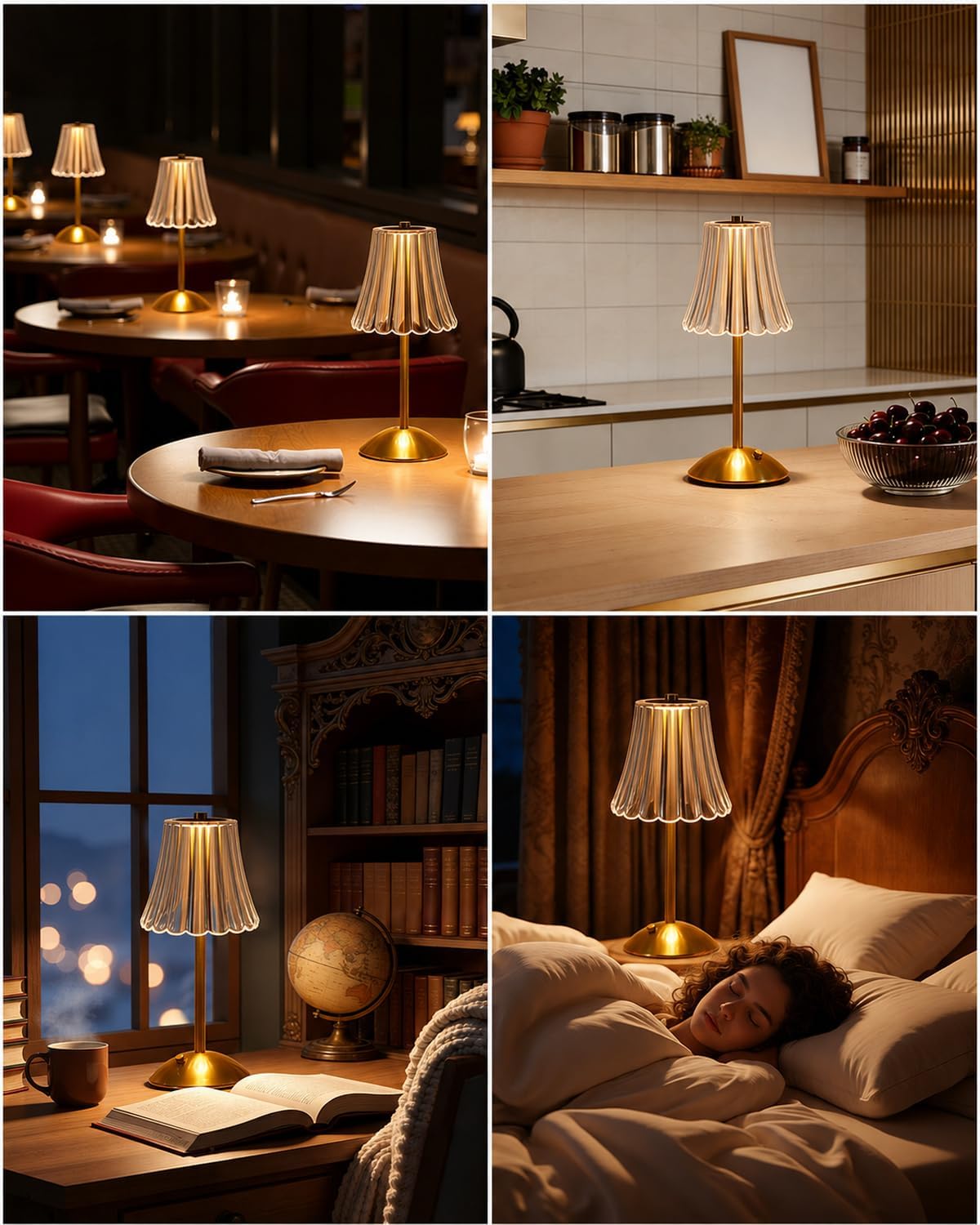Nusogon 2 Pack Rechargeable Cordless Table Lamp, Touch Control Desk Lamp